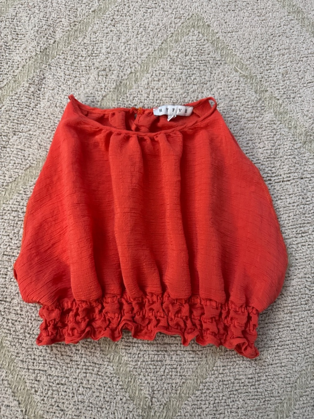 HYFVE Coral Smocked Hem Cropped Blouse Size Smal